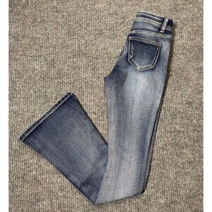 Bamboo Size 00 Super Soft Flare Denim Jeans Women Mid Rise Stretch Blue NEW